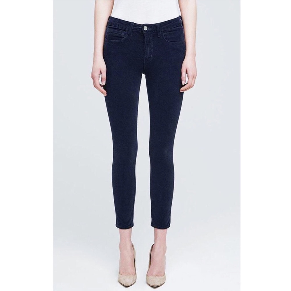 L'AGENCE Margot Skinny Cords Charcoal 24 NWT Grey Blue Corduroy Ankle Pants